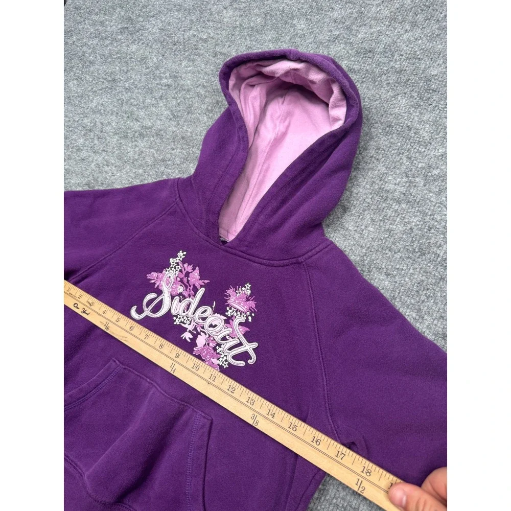 Sideout Girls Purple‎ Floral Graphic Pullover Hoodie Sweatshirt Kids Large 12/14